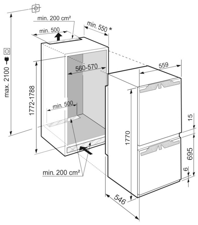Холодильник с морозильником Liebherr ICe 5103 Pure