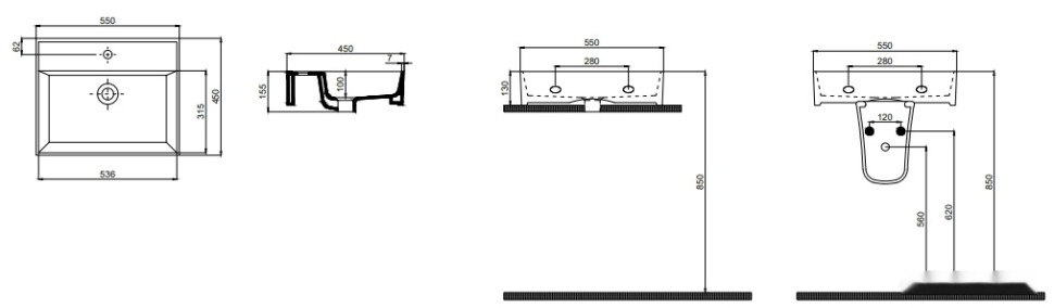 Умывальник Quarter Bath Cross Line 70CL23055