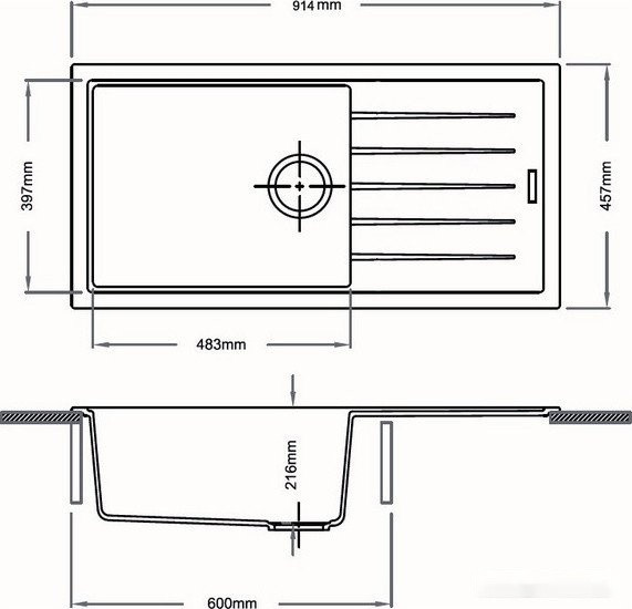 Кухонная мойка Longran Ultra ULS914.457 (оникс)