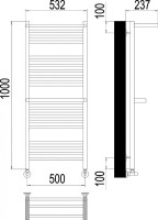 Полотенцесушитель Terminus Аврора П20 500x1000 с 2 полками нп (хром)