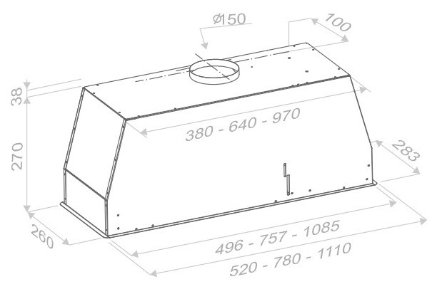 Вытяжка Pando NCR/78 Inox V.850 SEC 009132