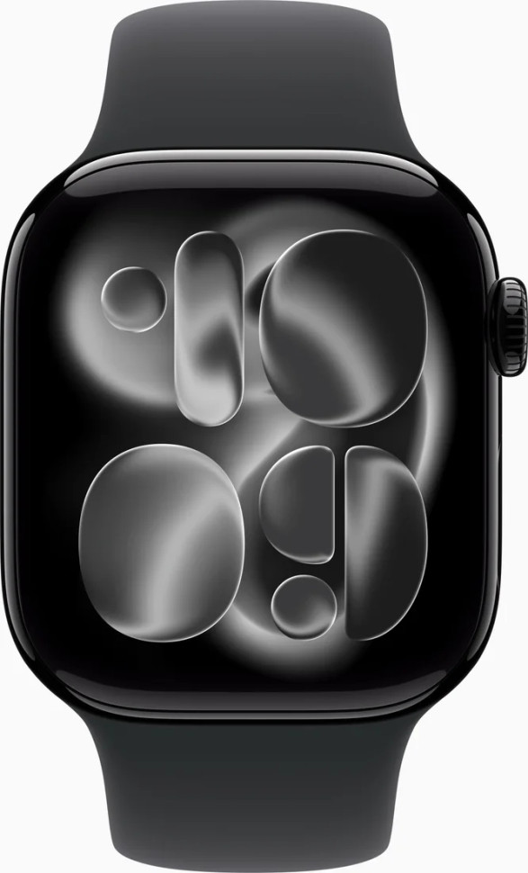 Умные часы Apple Watch Series 11 42 мм (алюминиевый корпус, черный/черный, спортивный силиконовый ремешок M/L)