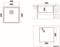 Кухонная мойка Ukinox Лофт LOB400.400-GT10P