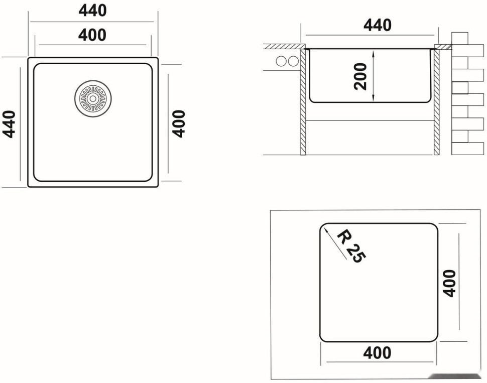 Кухонная мойка Ukinox Лофт LOB400.400-GT10P