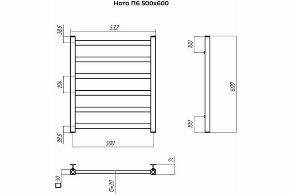 Полотенцесушитель Terminus Ното П8 500x800 (сатин)