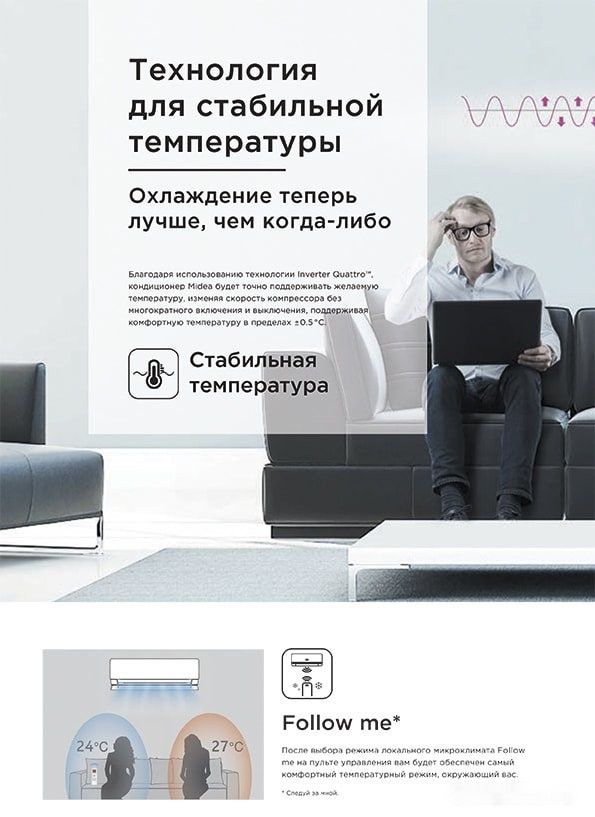 Кондиционер Midea Breezeless MSFA-12N8D6-I/MSFA-12N8D6-O