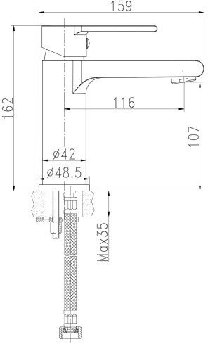 Умывальник Cersanit Moduo 80 Slim P-UM-MOD80SL/1 + 63107