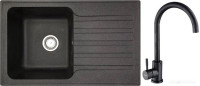 Кухонная мойка БелЭворс Styl L + смеситель W4998-3-22 (черный)