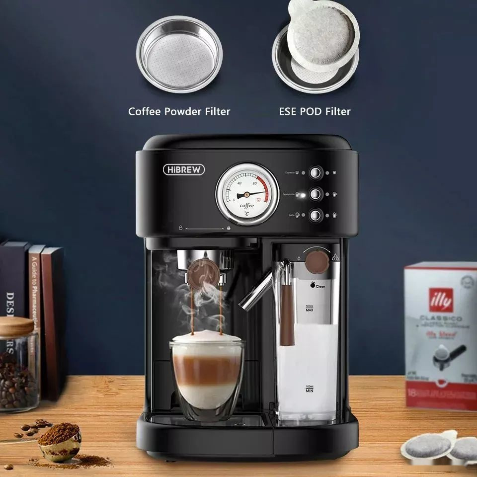 Рожковая кофеварка Hibrew CM5411A-GS (черный)