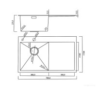 Кухонная мойка Roxen Vespa 560230-70LB графит