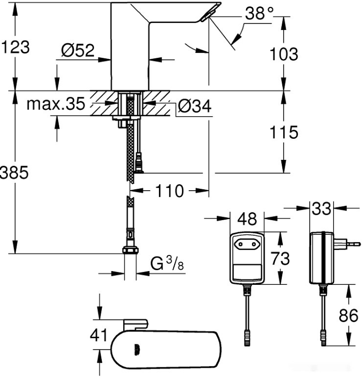 Смеситель Grohe Bau Cosmopolitan E 36453000
