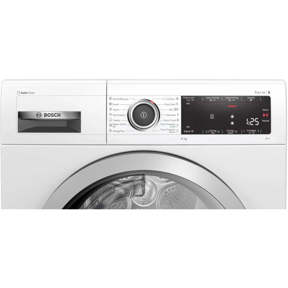 Сушильная машина Bosch WTX87M90BY, 9 кг серия 8, белый