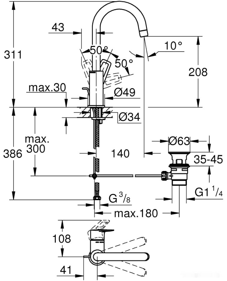 Смеситель Grohe Bauloop 23763001