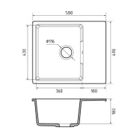 Кухонная мойка GranFest QUARZ GF-UR-658L (темно-серый)