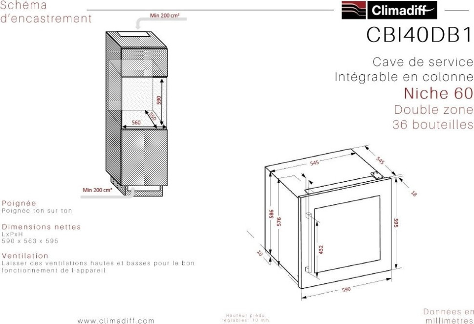 Винный шкаф Climadiff CBI40DB1