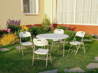 Обеденная группа Calviano Складной, круглый 122 см + 4 стула (белый)