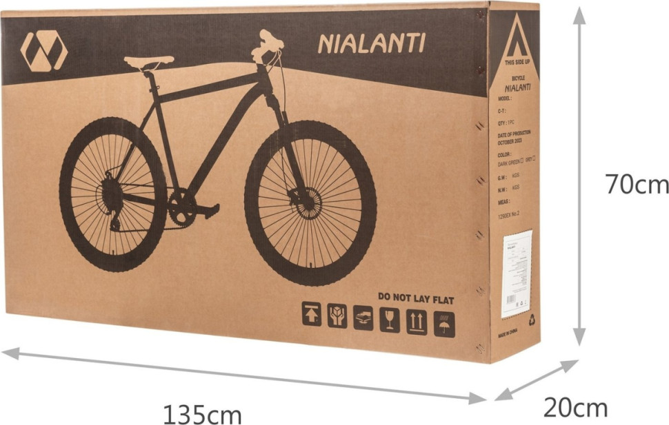 Велосипед Nialanti Fusion 1.0 MD 26 2024 (зеленый/серый, разобранный, в коробке)