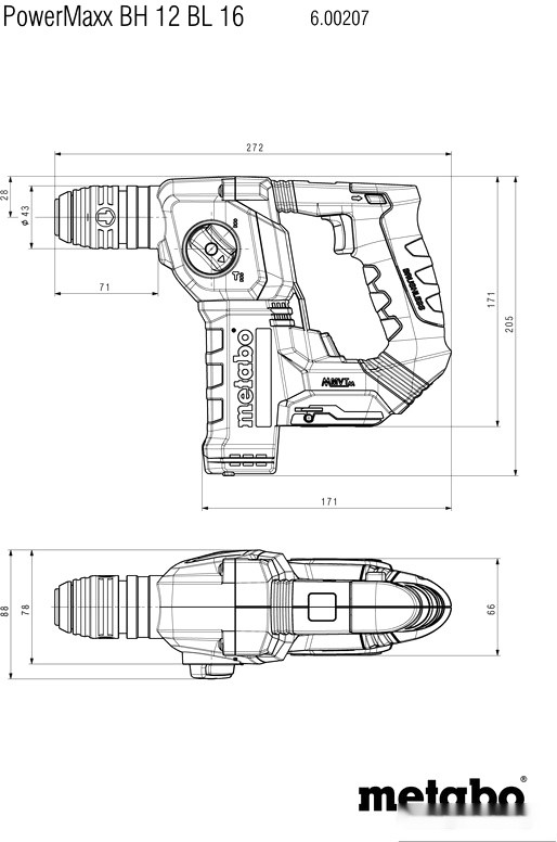 Перфоратор Metabo BH 12 BL 16 600207850 (без АКБ)