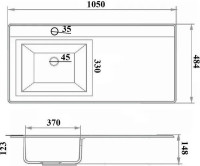 Умывальник Runo Гамма 105 лайт с правым крылом (белый)