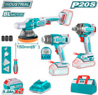 Набор электроинструмента Total TOSLI240863 (гайковерт, шлифмашина, фен, 2 АКБ, сумка)