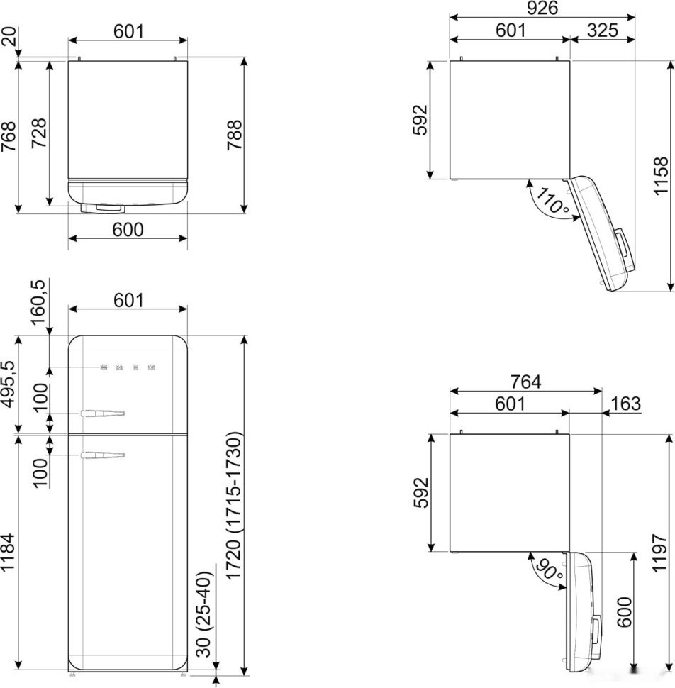 Холодильник Smeg FAB30RBL5