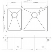 Кухонная мойка Zorg PVD 78-2-51 L GRAFIT 3мм