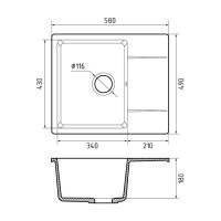 Кухонная мойка GranFest QUARZ GF-UR-258L (серый)