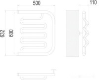 Полотенцесушитель Terminus Фокстрот-Лиана 1" 600x500 бп (хром)