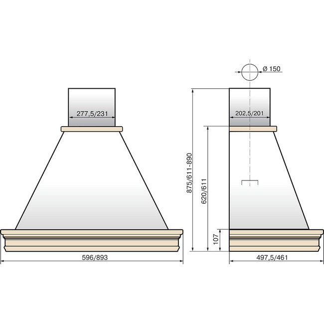 Вытяжка Elikor Вилла Валенсия 60П-650-П3Л белый/дуб неокр