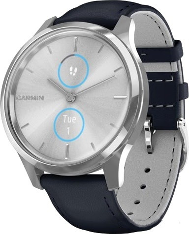 Гибридные умные часы Garmin Vivomove Luxe (серебристый/темно-синий)