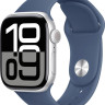 Умные часы Apple Watch Series 10 42 мм (алюминиевый корпус, серебристый/синий, спортивный силиконовый ремешок S/M)