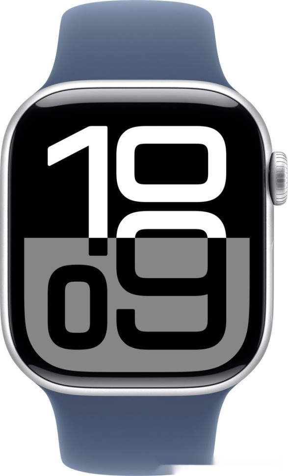 Умные часы Apple Watch Series 10 42 мм (алюминиевый корпус, серебристый/синий, спортивный силиконовый ремешок S/M)