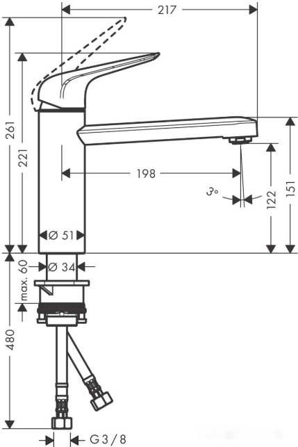 Смеситель Hansgrohe M421-H120 71806000