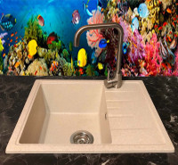 Кухонная мойка БелЭворс Mila L + смеситель W4998-4 (бежевый)