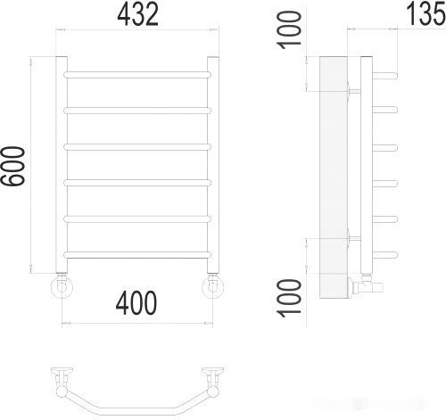 Полотенцесушитель Terminus Виктория П6 400x600 нп (хром)