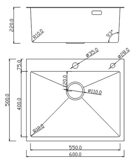 Кухонная мойка Roxen Simple PVD gold 560220-60G