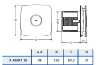 Вытяжной вентилятор CATA X-MART 10 Inox T