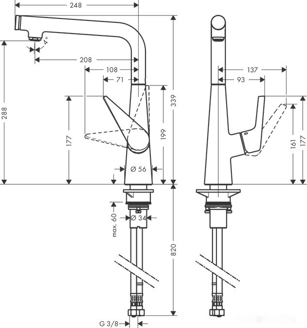 Смеситель Hansgrohe M512-H300 73854000 (хром)