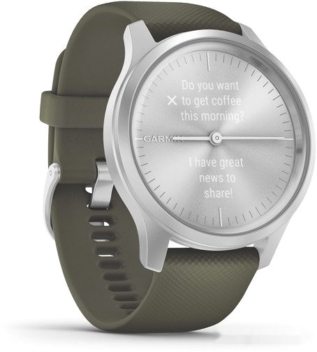 Гибридные умные часы Garmin Vivomove Style (серебристый/зеленый)