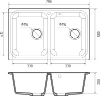 Кухонная мойка GranFest GF-S780K (черный)