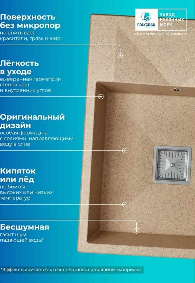 Кухонная мойка Polygran Blade 660 (песочный)