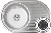 Кухонная мойка AKS Овальная 77x50 (матовый хром)