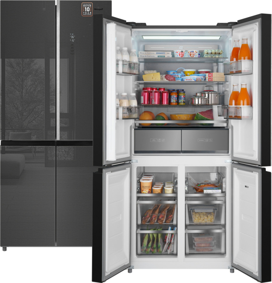 Холодильник side by side Weissgauff WCD 590 NoFrost Inverter Premium EcoFresh Inox Glass