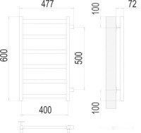 Полотенцесушитель Terminus Аврора П6 400x600 бп (хром)