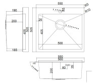 Кухонная мойка ARFEKA AF 550*505 Black PVD Nano