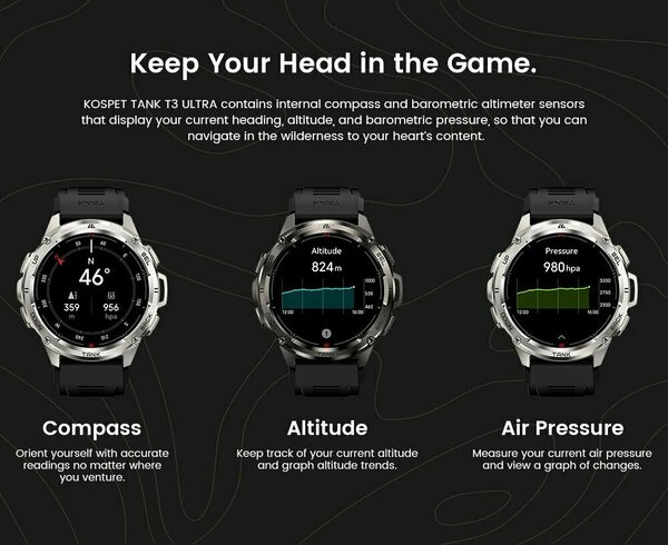 Умные часы Kospet Tank T3 Ultra (черный)