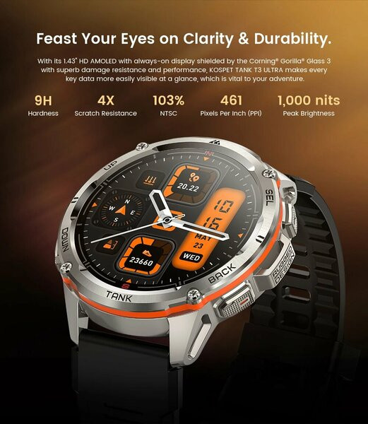 Умные часы Kospet Tank T3 Ultra (черный)