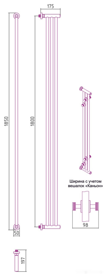 Полотенцесушитель Сунержа Хорда ПП 1800х195 30-4124-1800