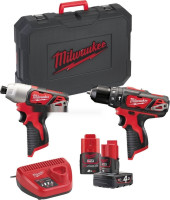 Набор аккумуляторного инструмента Milwaukee M12 M12BPP2B-421C 4933443497 (шуруповерт, винтоверт, 2 АКБ, кейс)