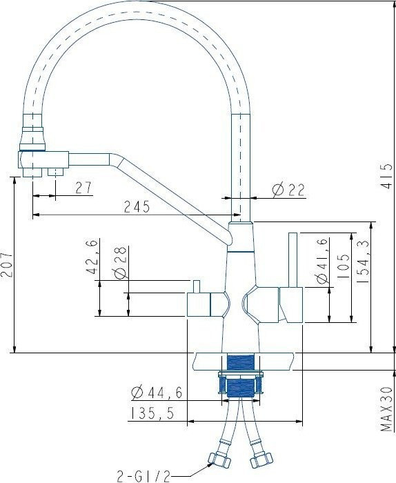 Смеситель ARFEKA Japeto (золотой PVD)